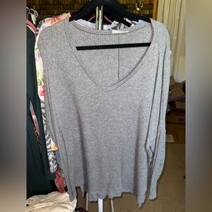 Zenana Gray Rib Knit Top